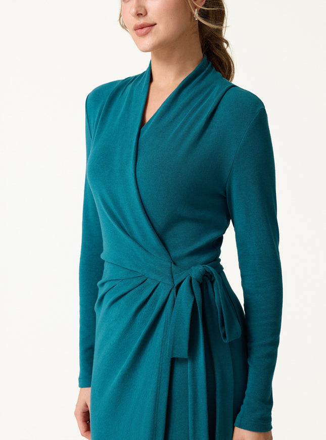 Classic Long Sleeve Midi Wrap Dress
