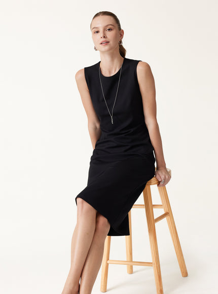 Ponte Round Neck Column Midi Dress