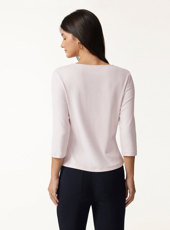 Cotton Lyocell Round Neck Tucked Top