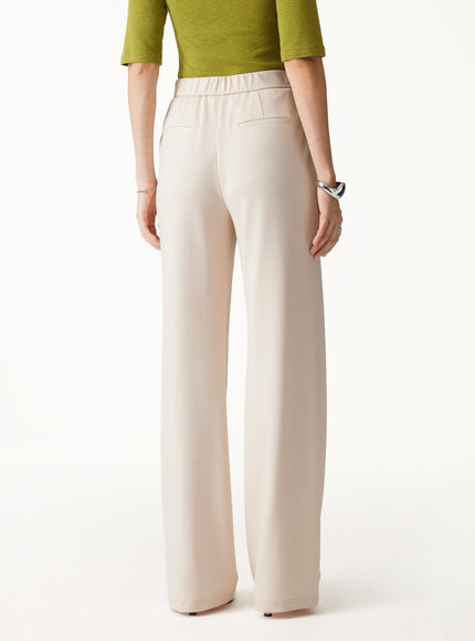Ponte High-Rise Wide-Leg Pants with Pockets - Fog Beige