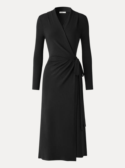 Classic Long Sleeve Midi Wrap Dress