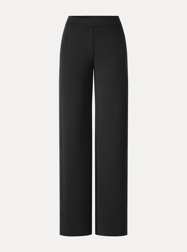 MaxWarm Stretch Ponte High-Rise Belted Wide-Leg Pants with Pockets