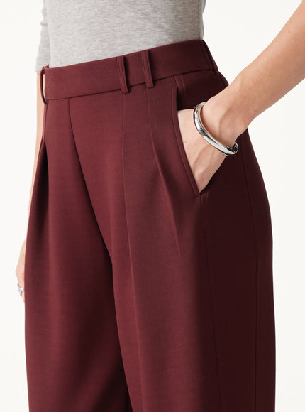 2Pcs Set Mock Neck Batwing Sleeve Top & High-Rise Wide-Leg Pants with Pockets