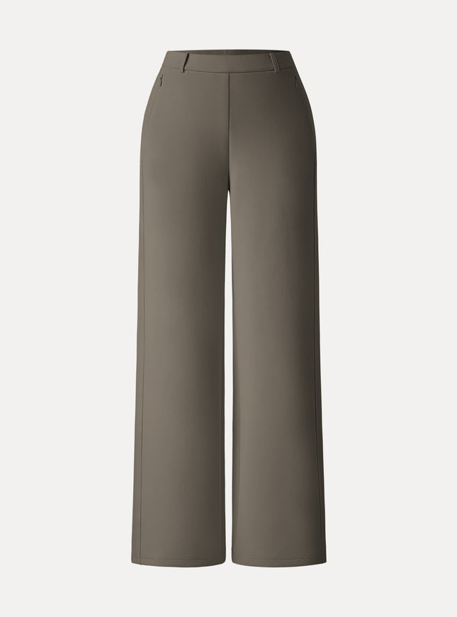 Stretch Cotton Blend Slimming High Rise Wide Leg Pants