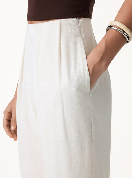 Airy Stretch Linen-Like Wide Flare Pant with Pockets