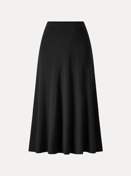 High-Rise Curved-Seam A-Line Midi Skirt