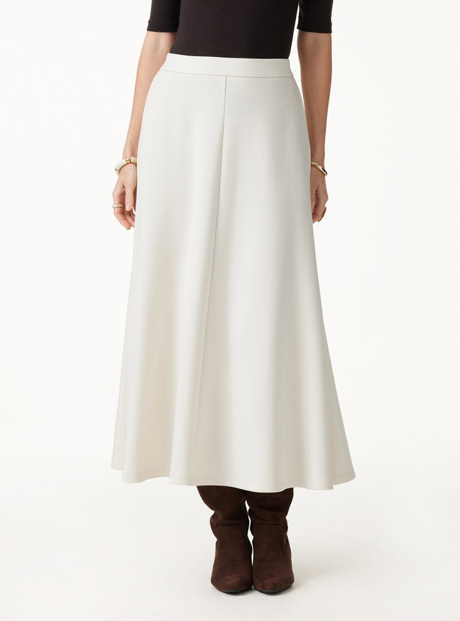 Modal Spacer Knit High-Rise Umbrella Midi Skirt with Pockets