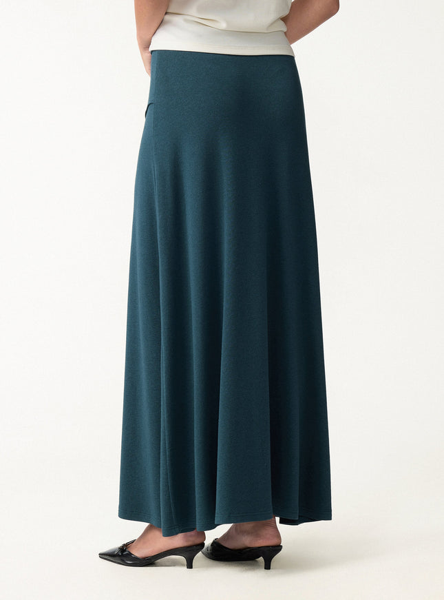2Pcs Set Surplice Long Sleeve Top & A-Line Midi Skirt