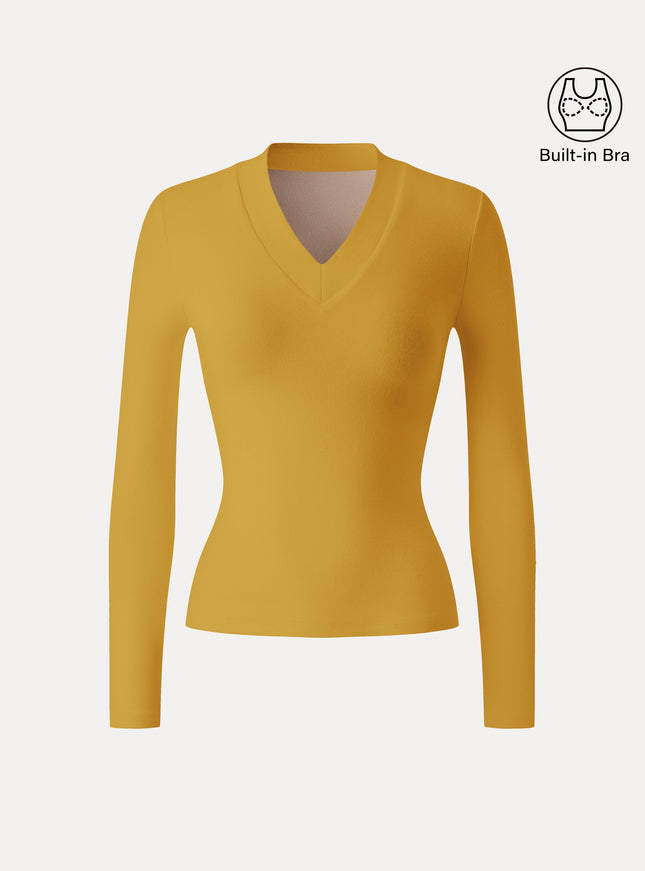 V-neck Wide Binding Slimming Built-In Bra Top
