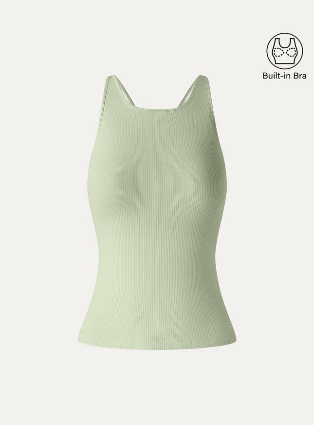 CoolTouch Ribbed Racer Back Built-In Bra Tank