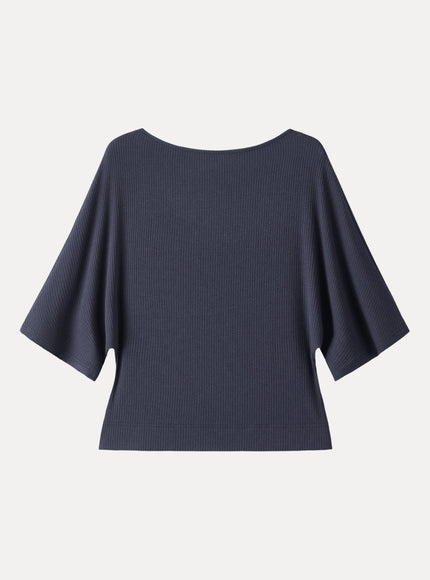 Soft Ribbed Boatneck Relaxed Top
