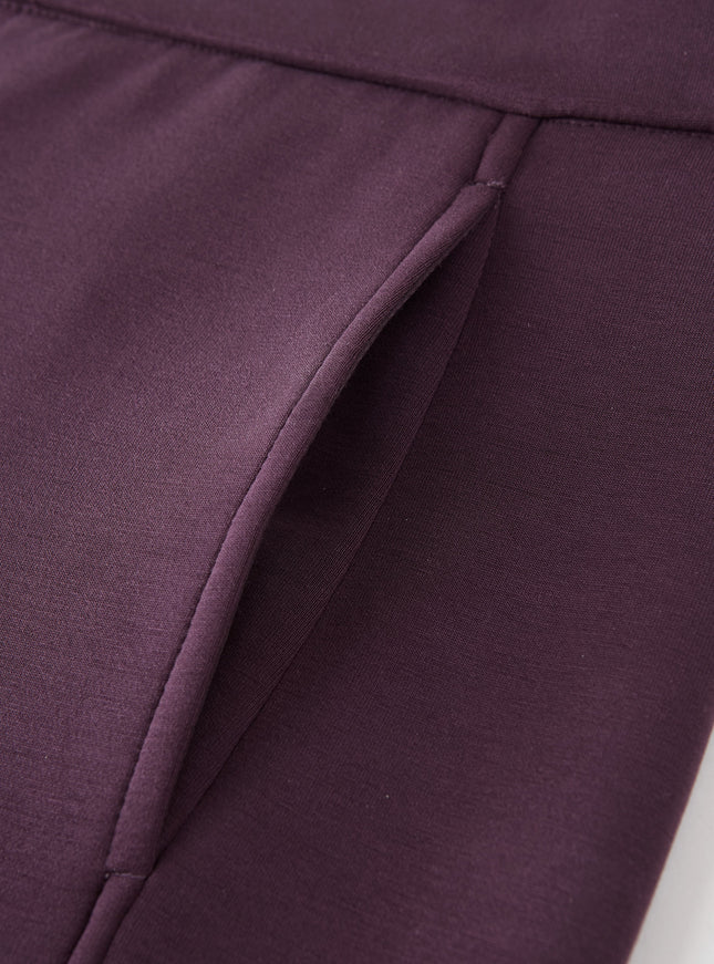 MaxWarm Stretch Ponte High-Rise Belted Wide-Leg Pants with Pockets