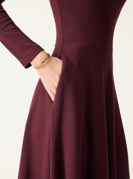 Mockneck Midi Built-In Bra Dress with Pockets