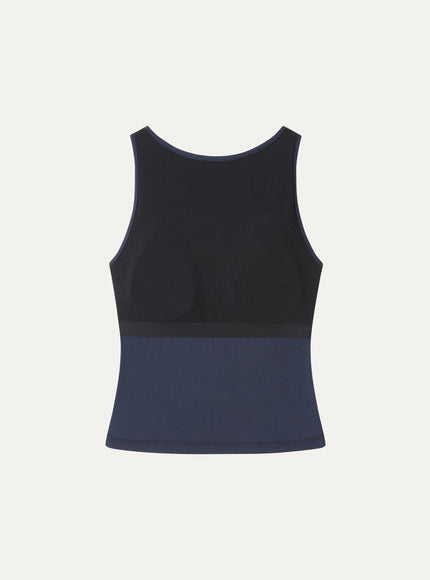 Cotton-Linen Boatneck Cropped Built-In Bra Top