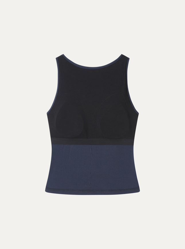 Cotton-Linen Boatneck Cropped Built-In Bra Top