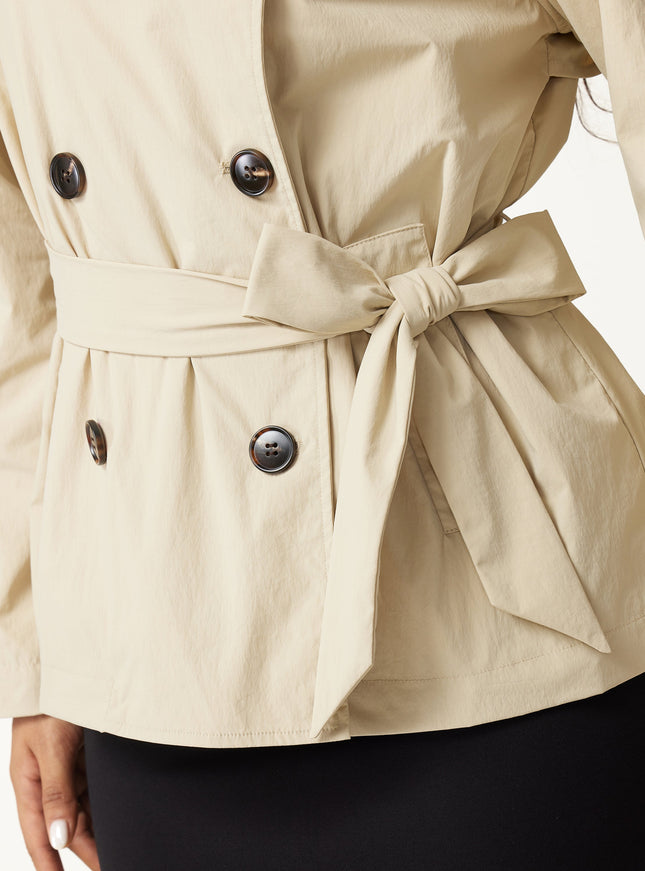 Packable Water-Repellent Peak Collar Trench Jacket with Pockets