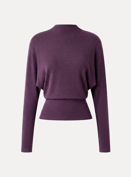 Mock Neck Batwing Sleeve Top