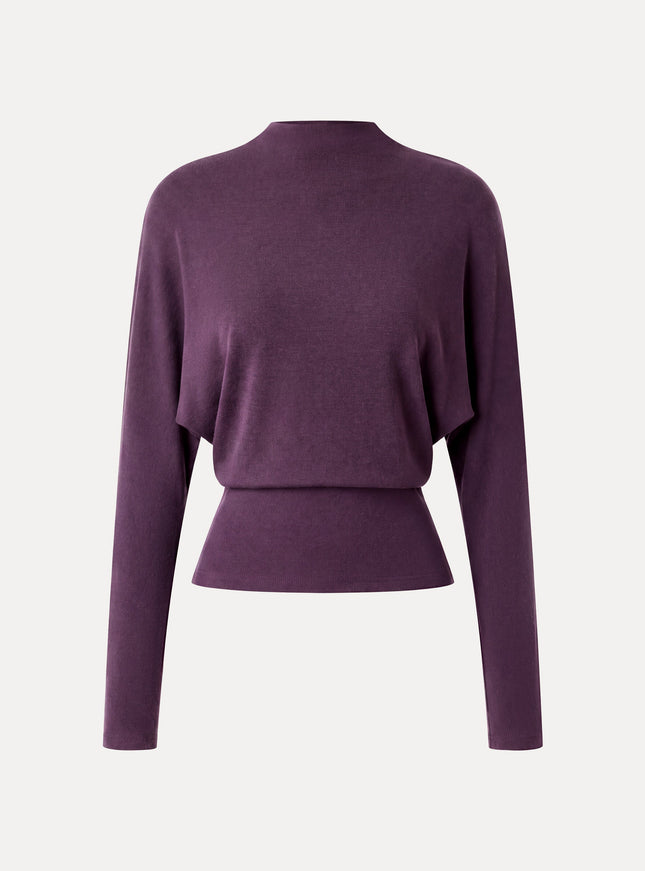 Mock Neck Batwing Sleeve Top