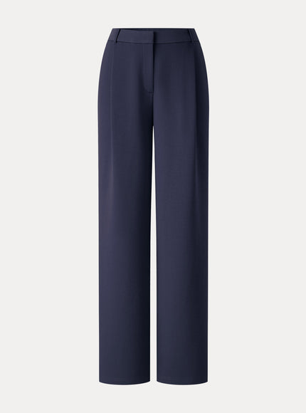 Crosshatch Ponte High-Rise Straight-Leg Tuck Pants with Pockets