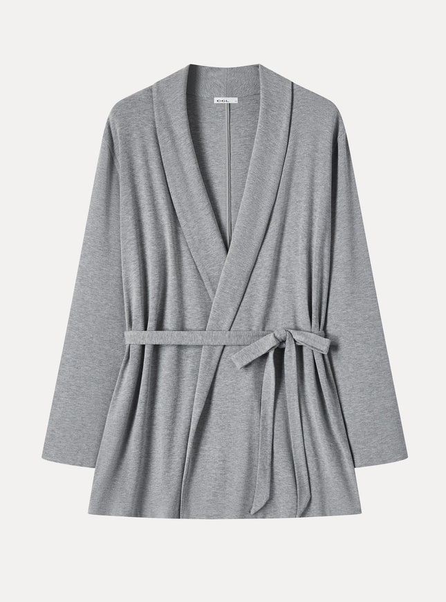 Lapel Long Sleeve Belted Cardigan
