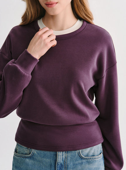 2Pcs Set MaxWarm Fleece Round Neck Long Sleeve Top & High-Rise Belted Wide-Leg Pants with Pockets