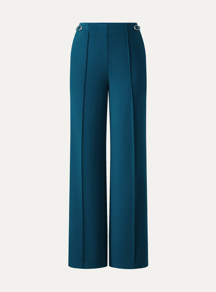 4-Way Stretch Drapey High Rise Wide Leg Ankled Pant