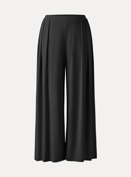 Sandwashed Mid Rise Pleated Wide Leg Palazzo Pant with Pockets