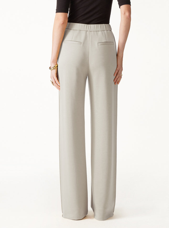 Modal Spacer Knit High-Rise Wide-Leg Pants with Pockets
