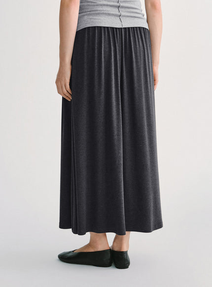 Mid-Rise Ruched A-Line Midi Skirt with Pockets
