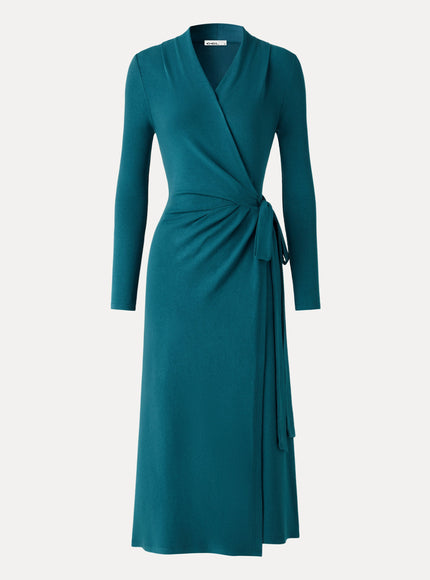 Classic Long Sleeve Midi Wrap Dress