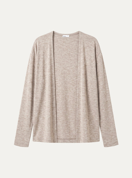 Premium Lyocell-Wool Open-Front Long Sleeve Cardigan