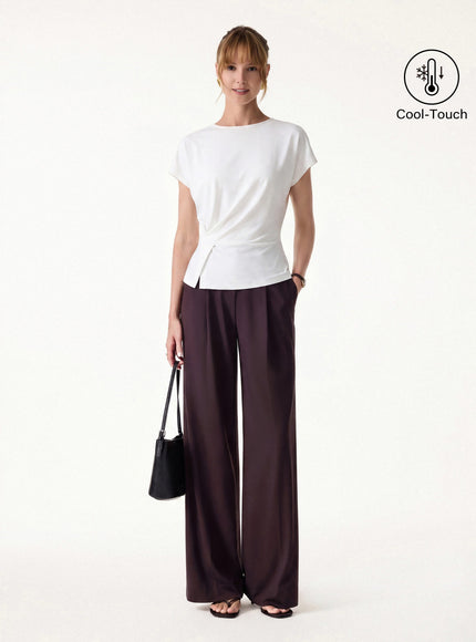 2Pcs Set Round Neck Tucked Top & Wide Leg The Success Pants