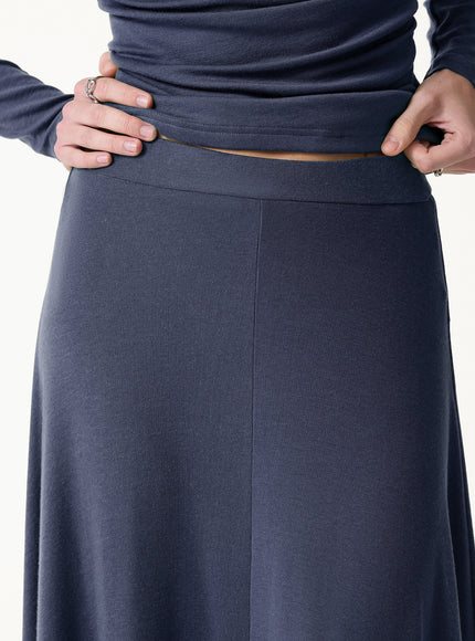 Lyocell-Cashmere Blend Mid-Rise Umbrella Maxi Skirt