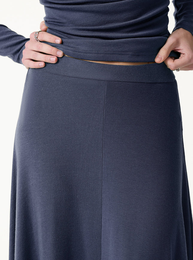 Lyocell-Cashmere Blend Mid-Rise Umbrella Maxi Skirt