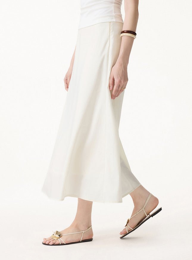 Lyocell-Linen Blend Maxi Flared Pull-On Skirt