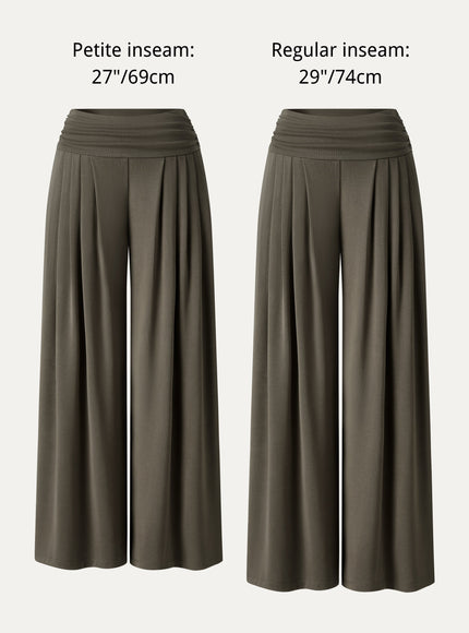Sandwashed Super Flowy Tucked Palazzo Pant with Pockets