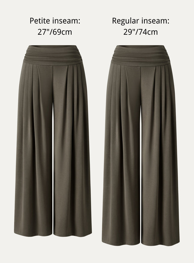 Sandwashed Super Flowy Tucked Palazzo Pant with Pockets