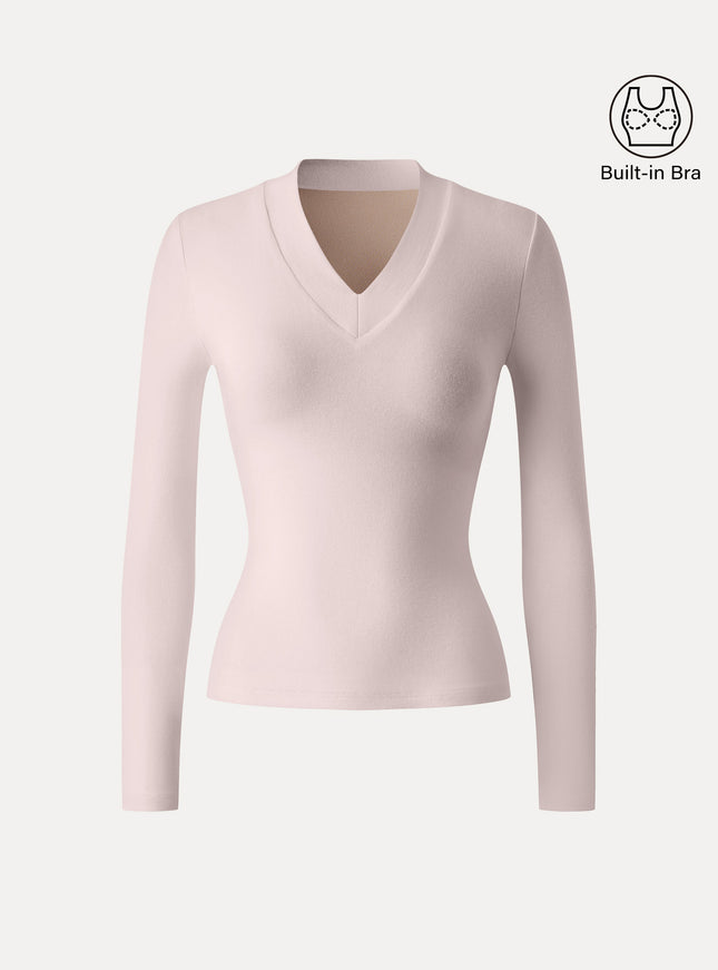 V-neck Wide Binding Slimming Built-In Bra Top