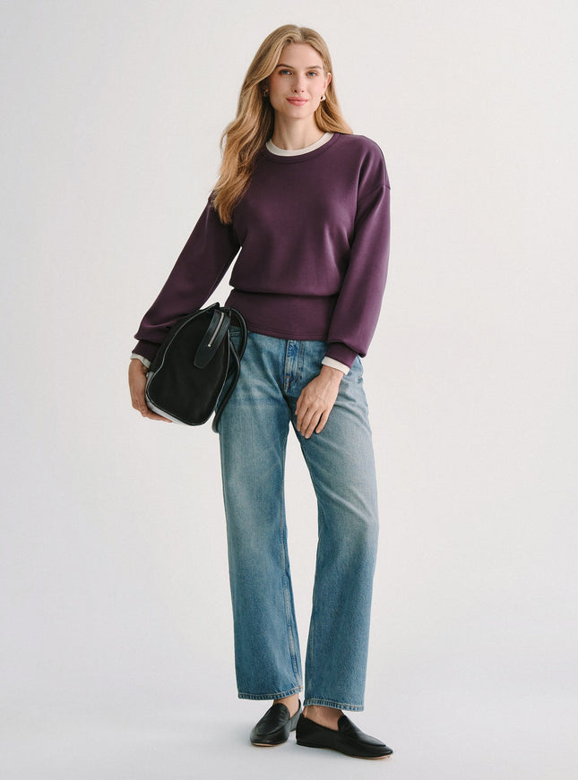 MaxWarm Modal Stretch Fleece Round Neck Long Sleeve Banded Hem Top