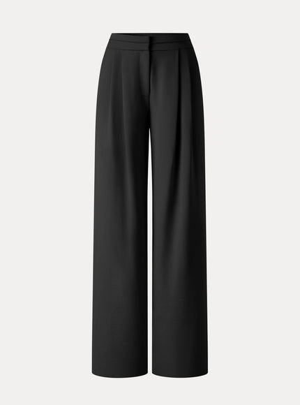 Ponte Mid-Rise Wide-Leg Tuck Pants with Pockets