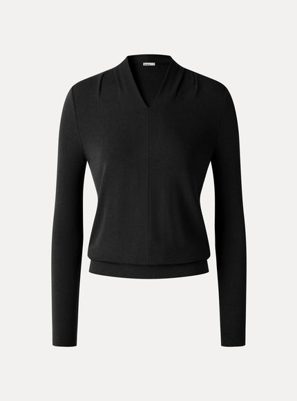 V-Neck Long Sleeve Tucked Shoulder Top