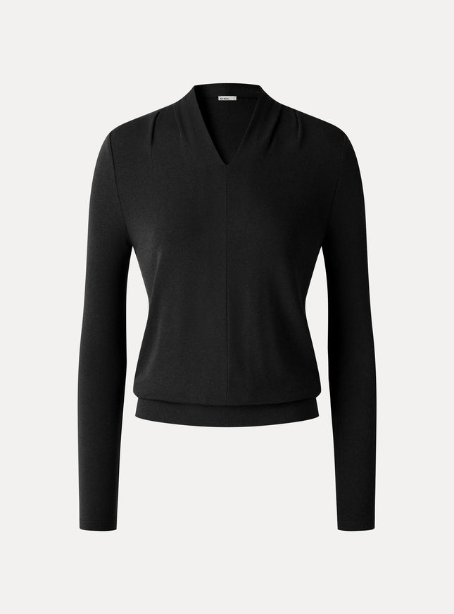 V-Neck Long Sleeve Tucked Shoulder Top