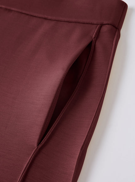 Modal Spacer Knit High-Rise Wide-Leg Pants with Pockets