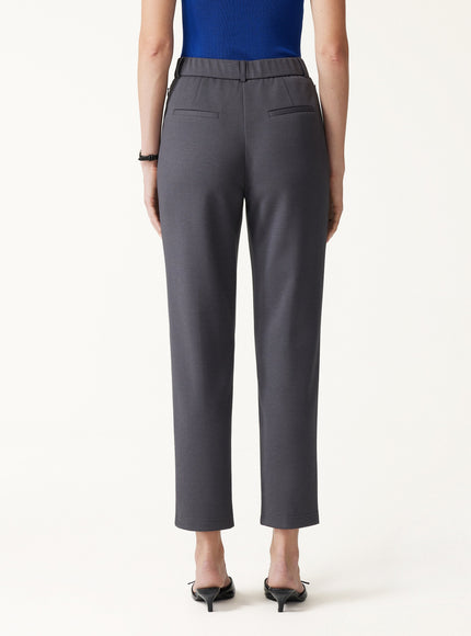 Modal Blend Ponte High-Rise Ankled Slim-Straight Pants with Pockets