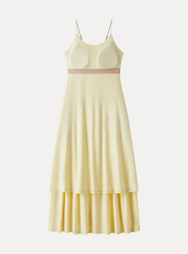 Vacay Gathered U-Neck Spaghetti Midi Built-In Bra Dress with Pockets