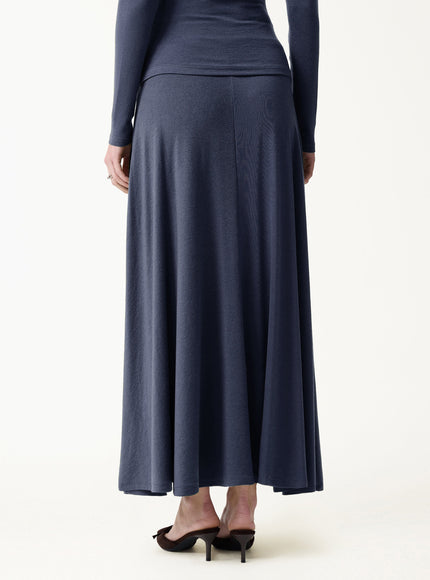 2Pcs Set Surplice Ruched Top & Blend Mid-Rise Umbrella Maxi Skirt