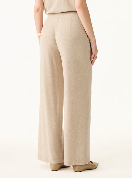 2Pcs Set Regular Mid Rise Wide Leg Pants & Crewneck Built-In Bra Top