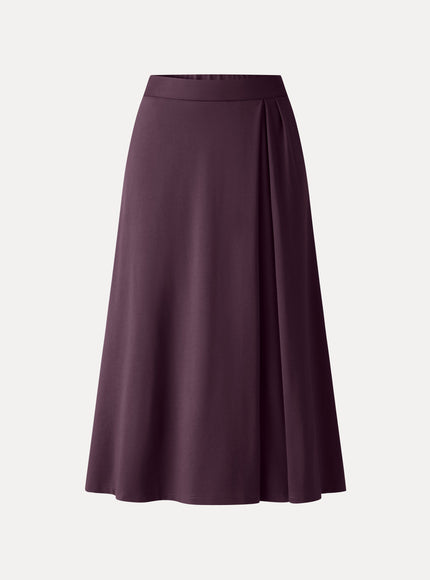 Ponte Mid-Rise Tucked A-Line Midi Skirt with Pockets