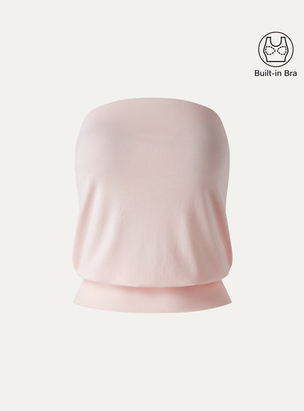 Lyocell Bandeau Banded Hem Built-In Bra Top