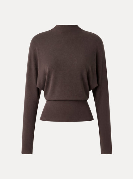 Mock Neck Batwing Sleeve Top
